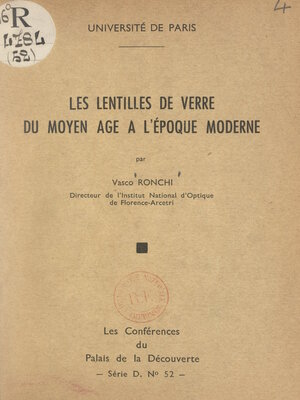 cover image of Les lentilles de verre du Moyen Âge à l'époque moderne